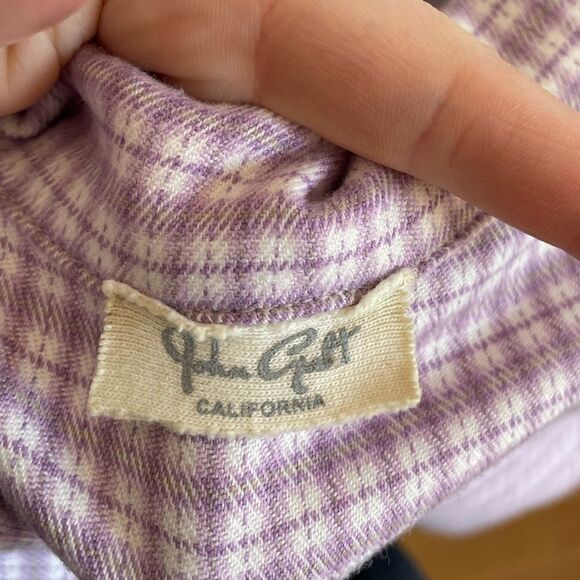 John Galt Size XS Brandy Melville Vivian Top Purple Plaid Preppy Collared Crop - Picture 7 of 12